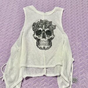 Charlotte Russe White Top with Skull Design